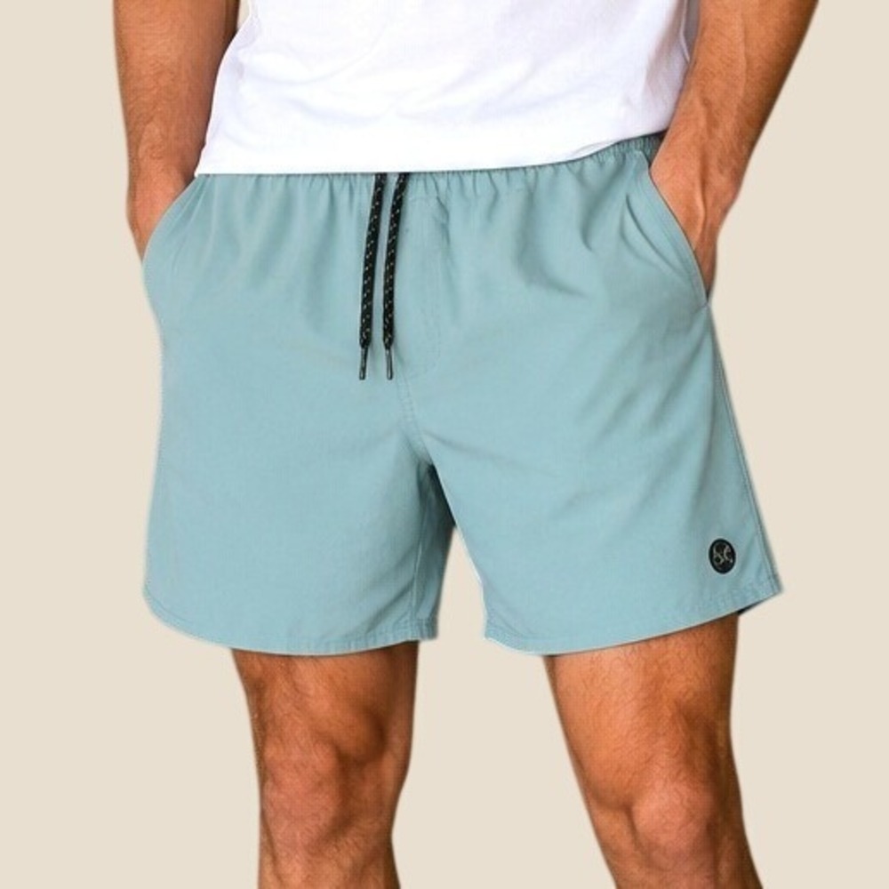 Free Fly Lined Active Shorts Mens XL Green Coconut Charcoal Stretch Performance